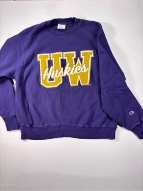Champion Vintage Purple UW Huskies Crewneck Reverse Weave Sweatshirt Size L